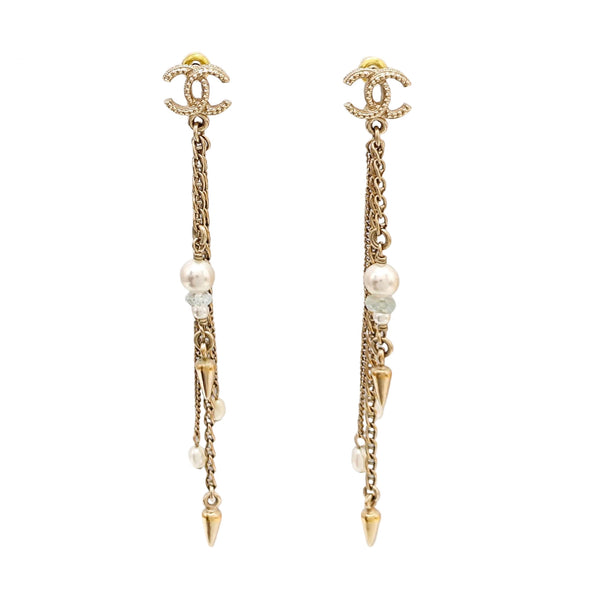 CC Logo Metal Gold Stud Earrings