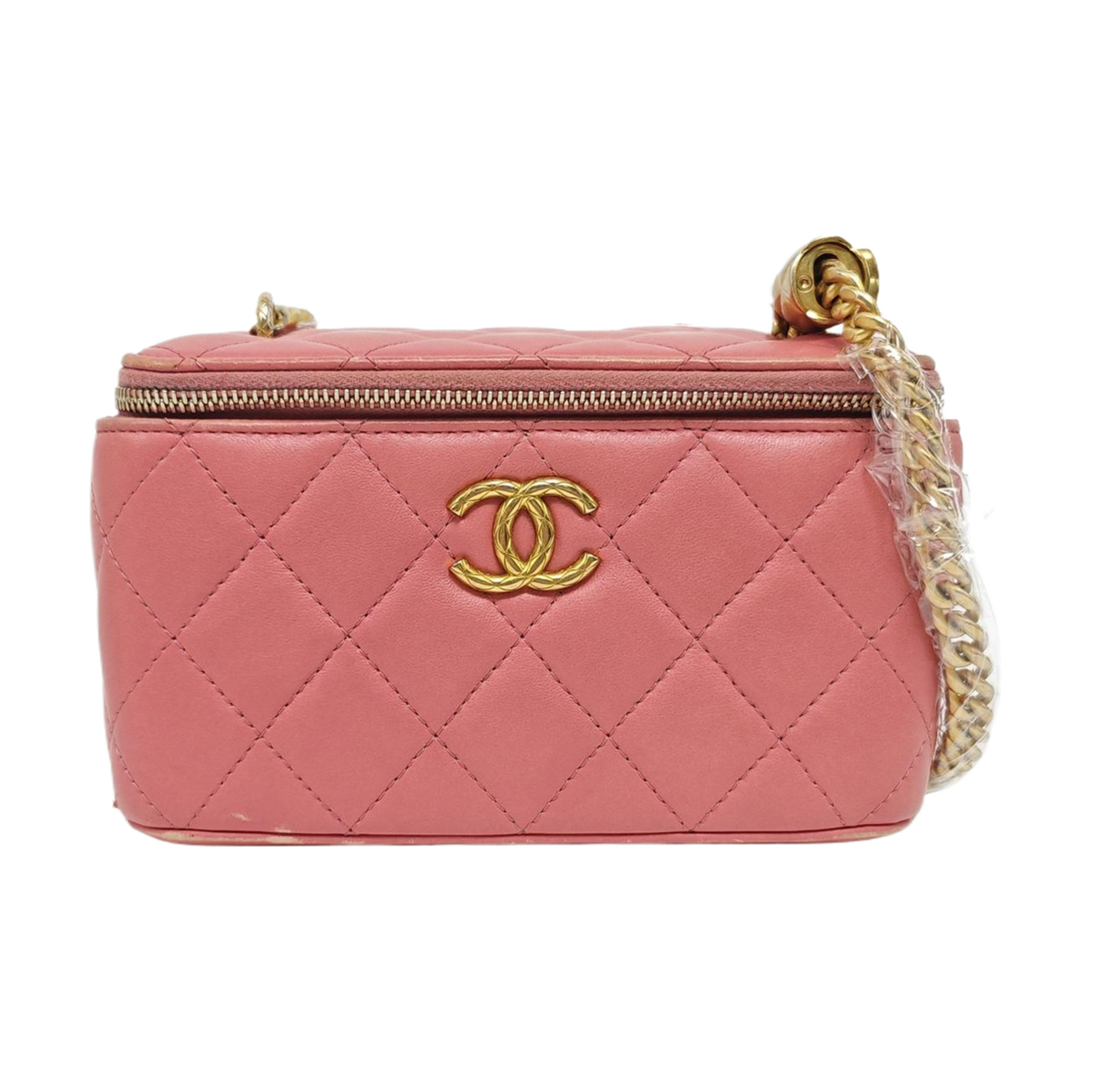 VANITY CASE Small Quilted Lambskin Pink