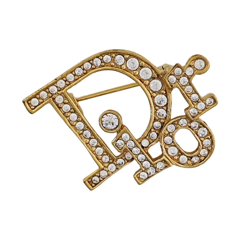 Dior Oblique Metal Gold Brooch
