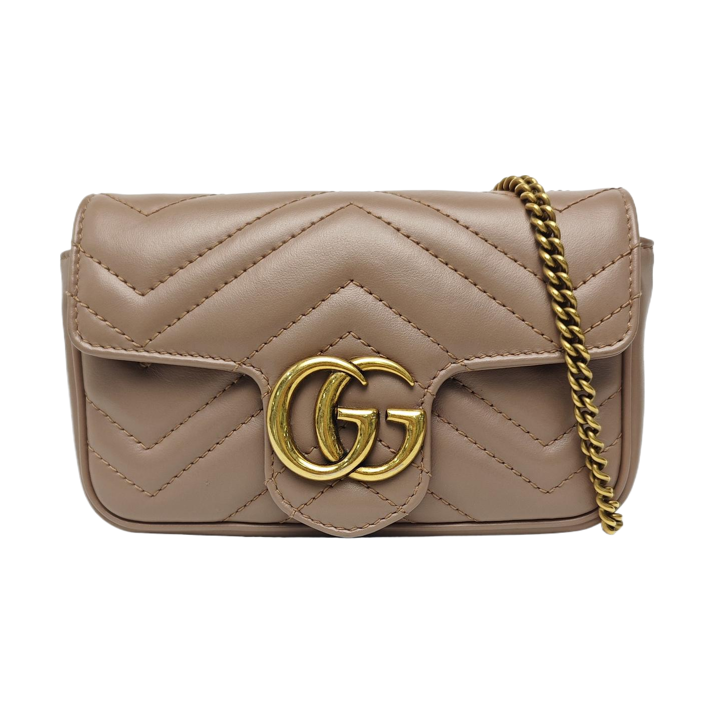 GG Marmont Mini Quilted Calfskin Beige