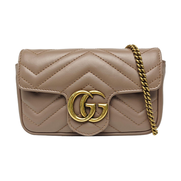 GG Marmont Mini Quilted Calfskin Beige