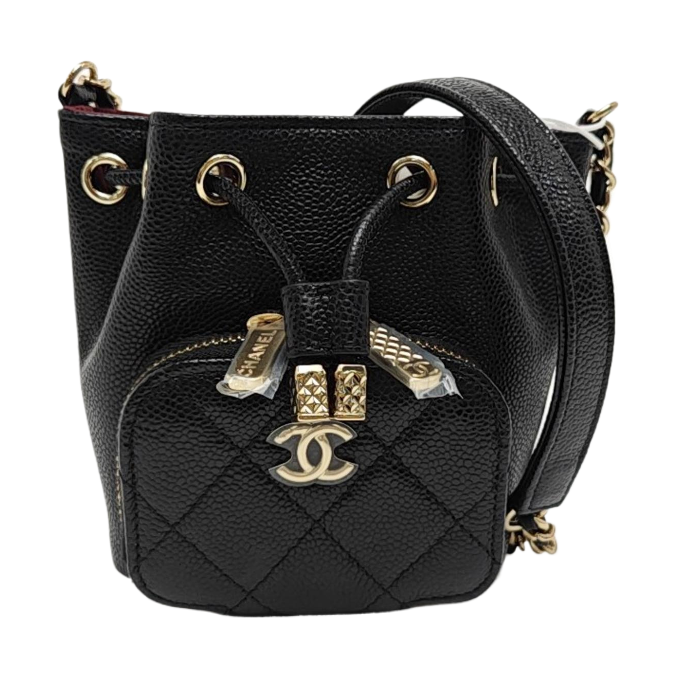 Quilted Grained Calfskin Super Mini Black