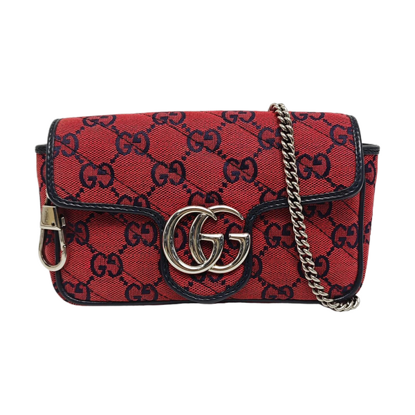 Authenticated pre-owned  GG Marmont Mini Quilted Canvas Red - Shoulder Bag at Looply