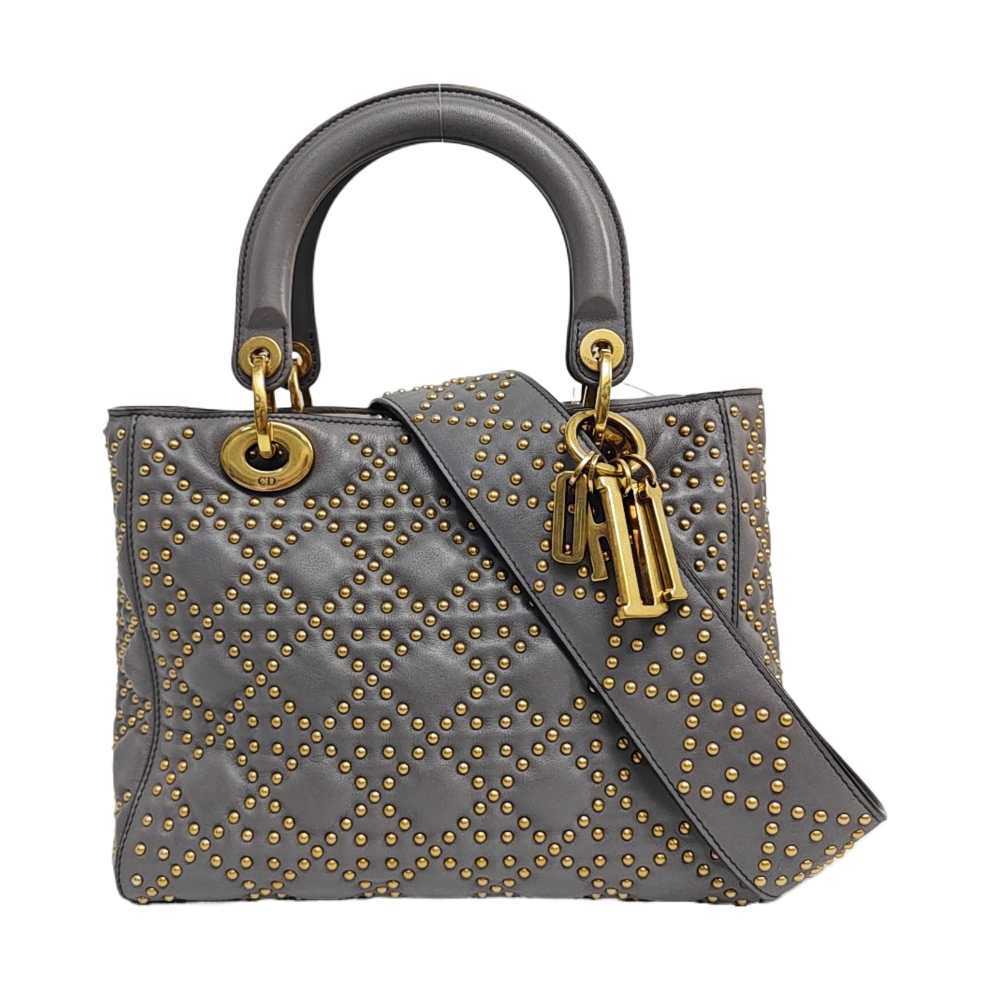Lady Dior Medium Cannage Lambskin Gray