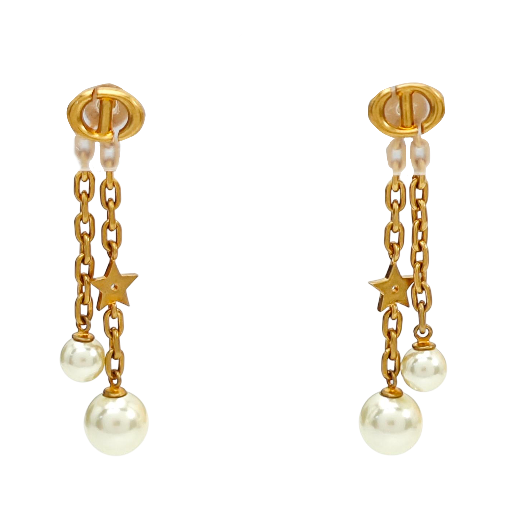 CD Navy Metal Gold Stud Earrings