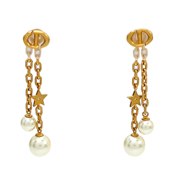 CD Navy Metal Gold Stud Earrings