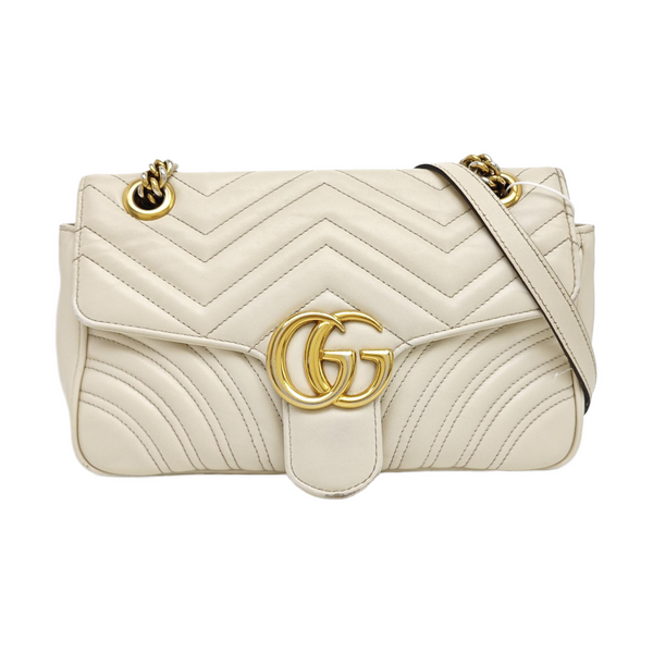 GG Marmont Medium Quilted Calfskin White