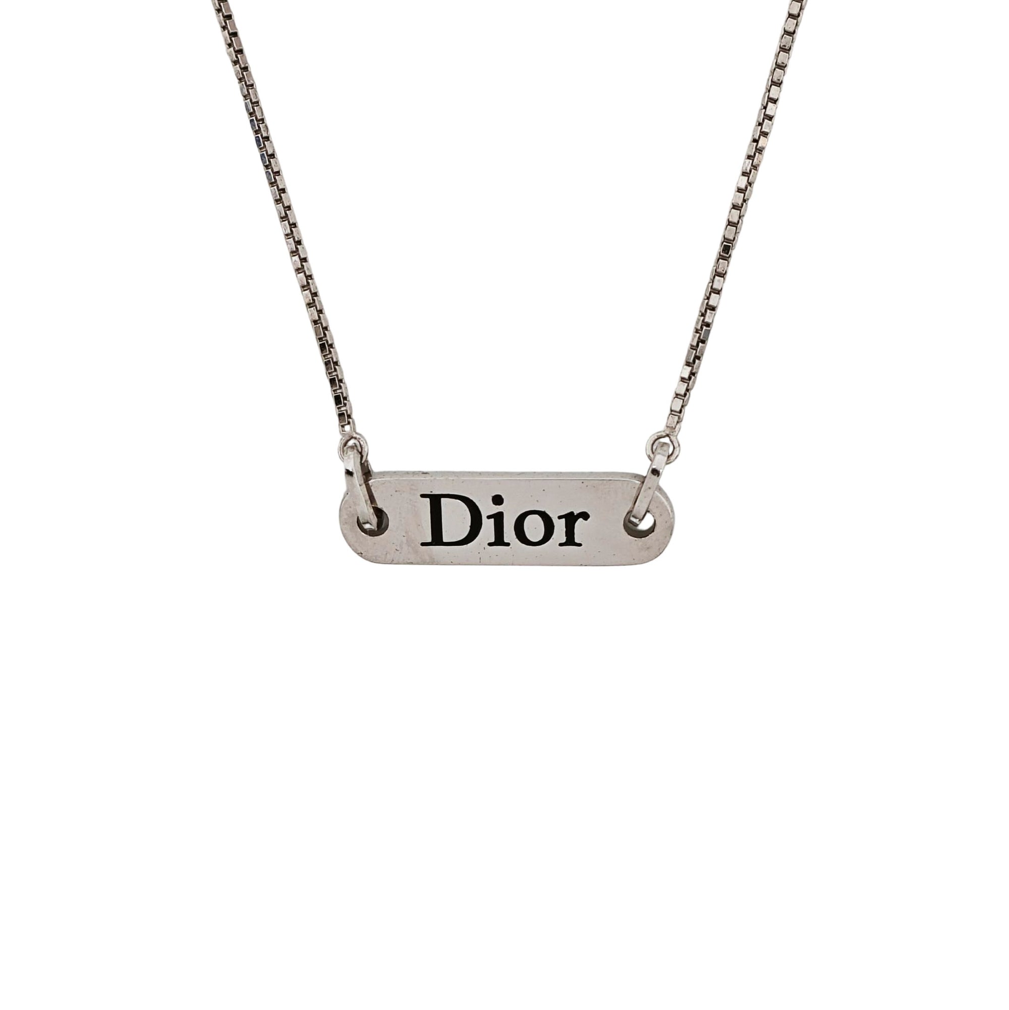 Dog Tag Metal Silver Necklace