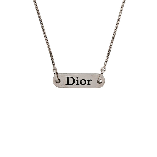 Dog Tag Metal Silver Necklace