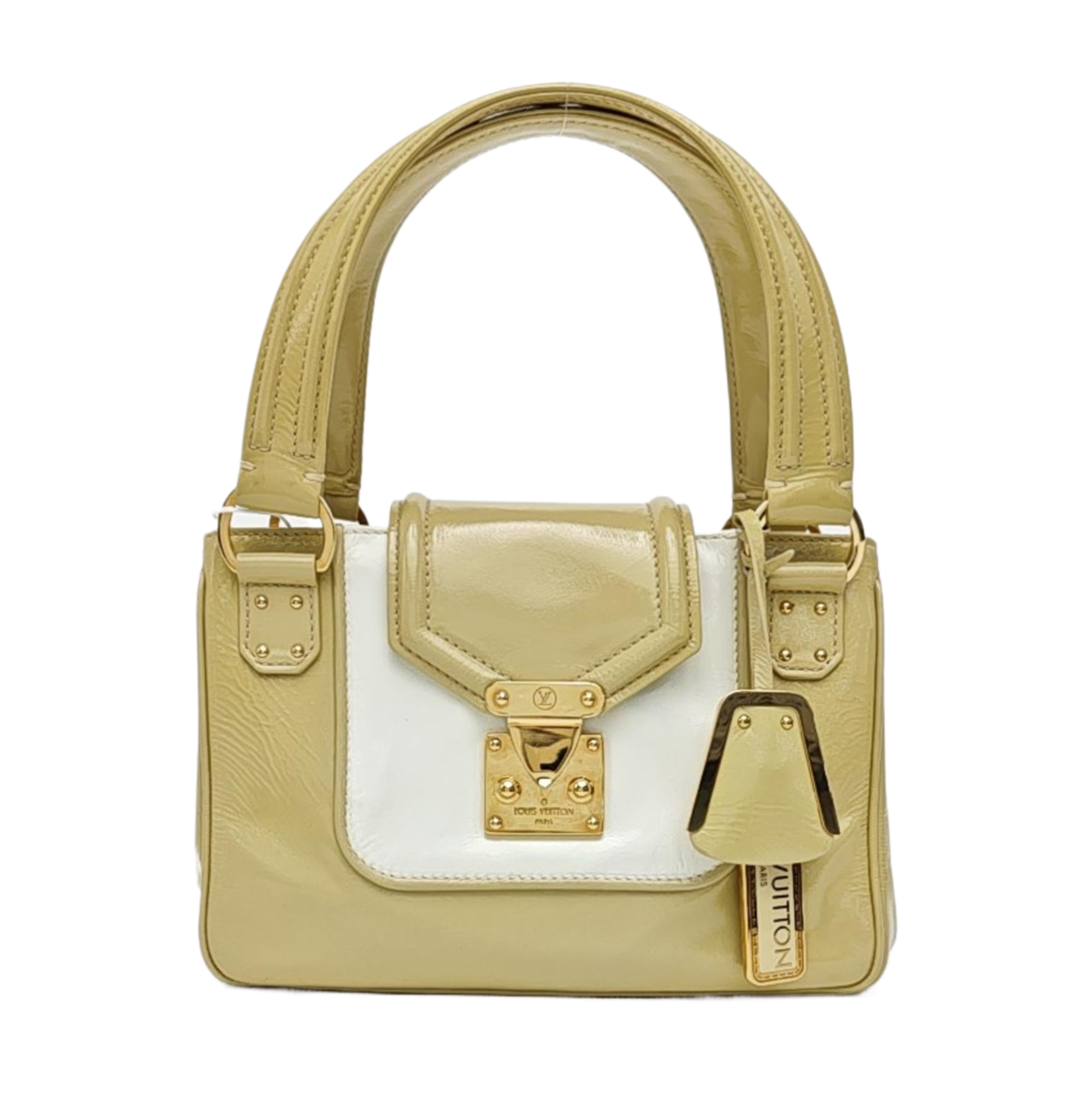 Patent Leather Top Handle Bag Yellow