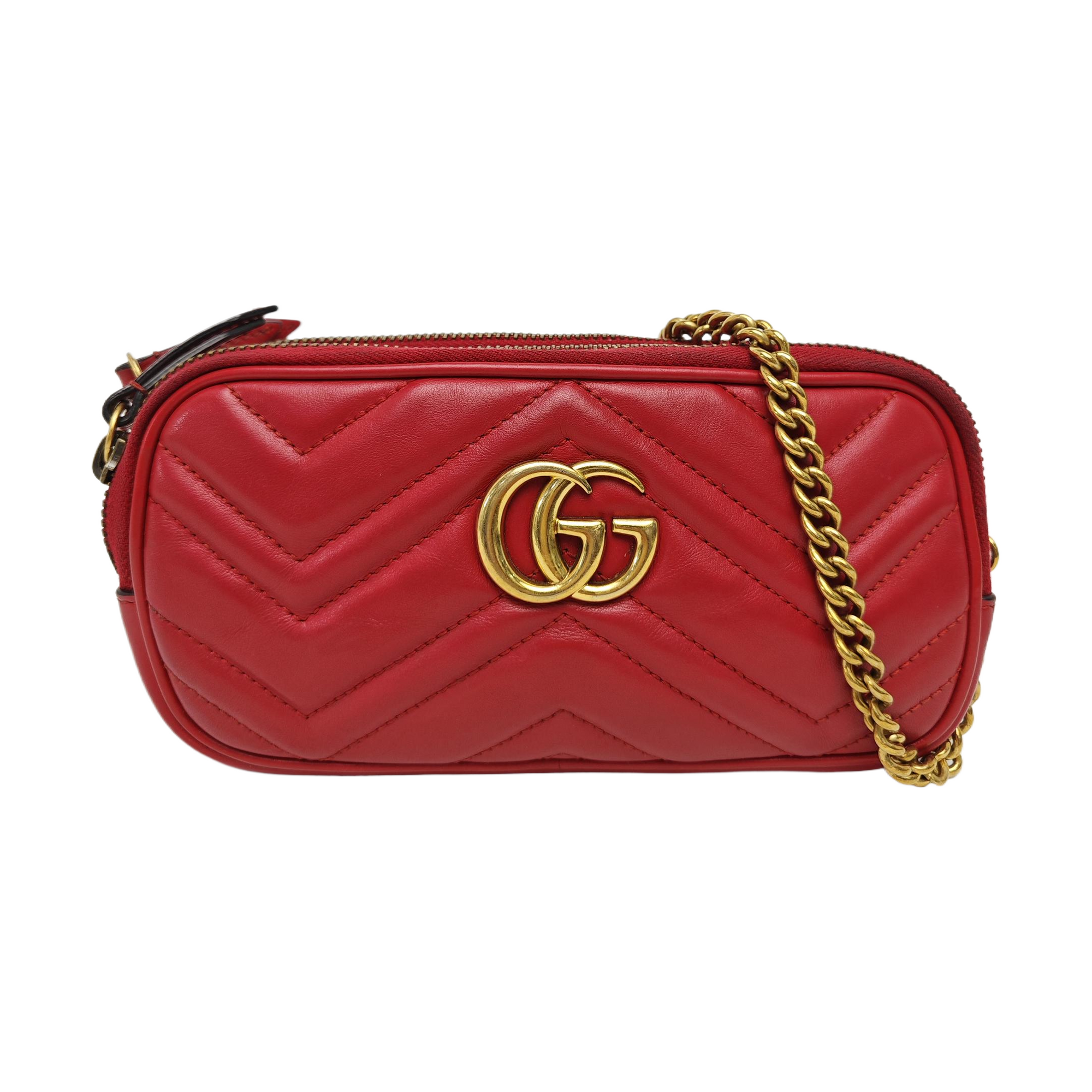 GG Marmont Mini Quilted Calfskin Red