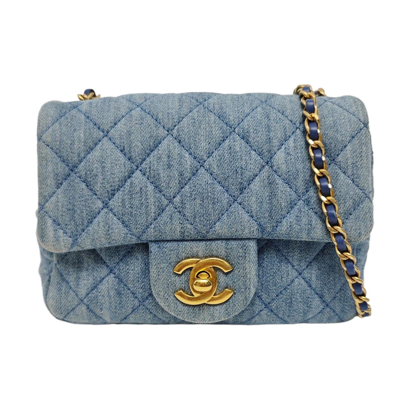 CLASSIC FLAP Mini Quilted Denim Blue