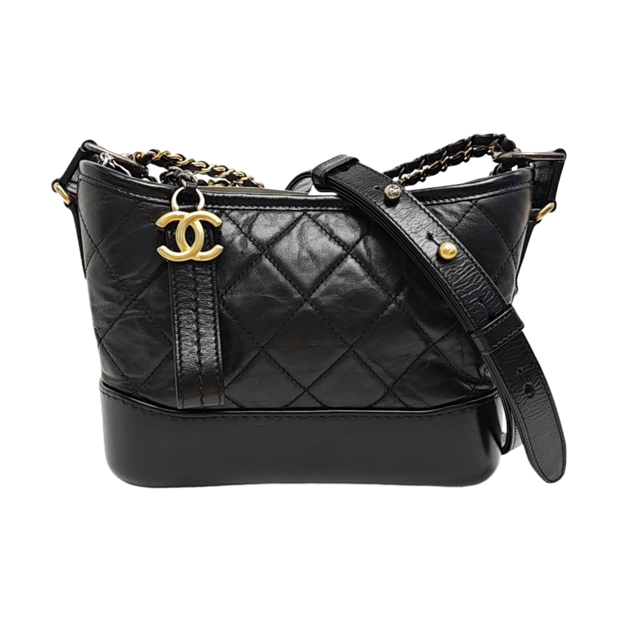 GABRIELLE Small Quilted Vintage Calf Black