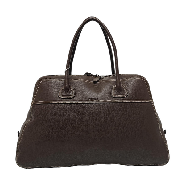 Calfskin Top Handle Bag Brown