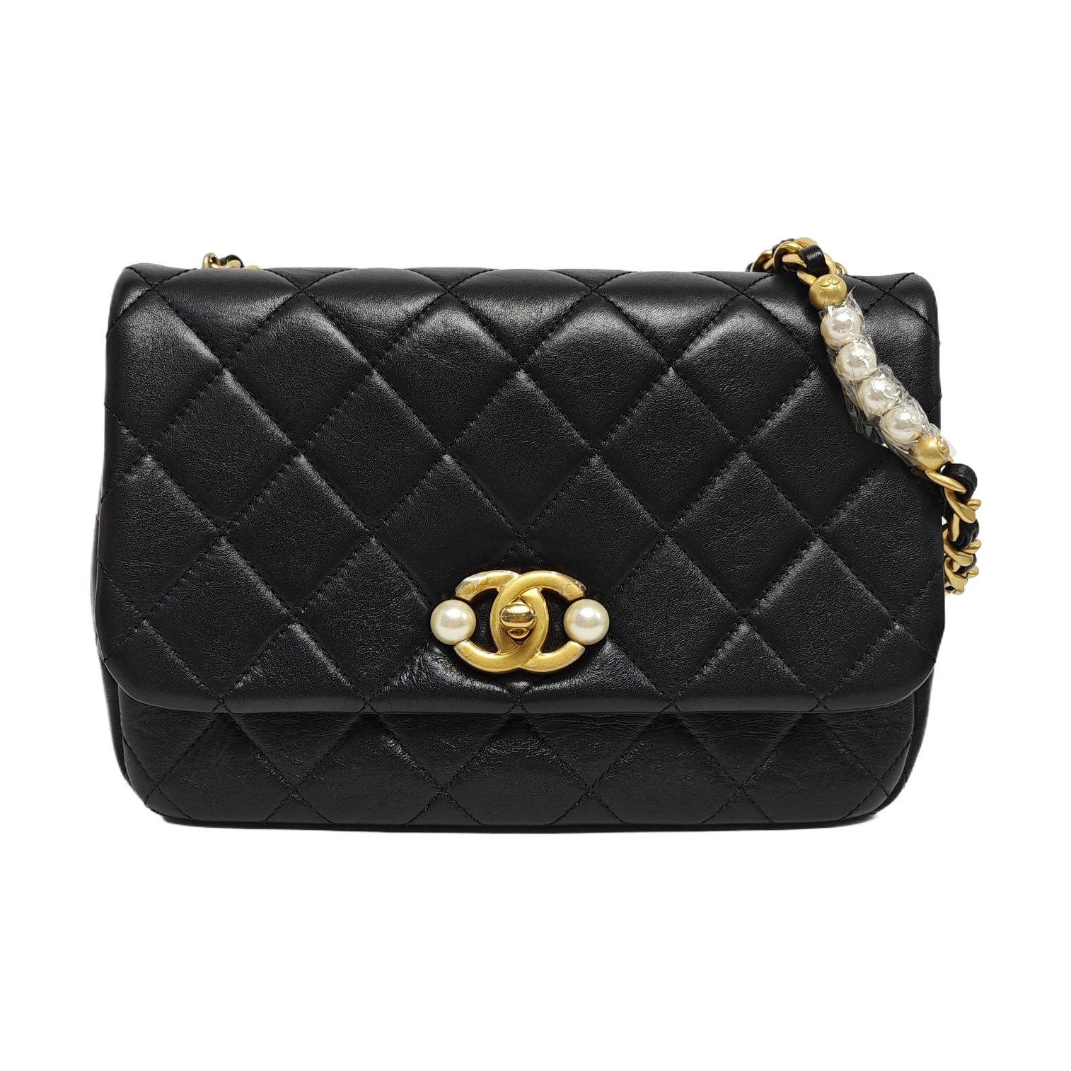 Quilted Calfskin Crossbody Bag Black