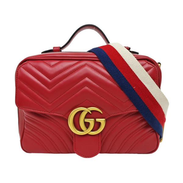 GG Marmont Medium Quilted Calfskin Red