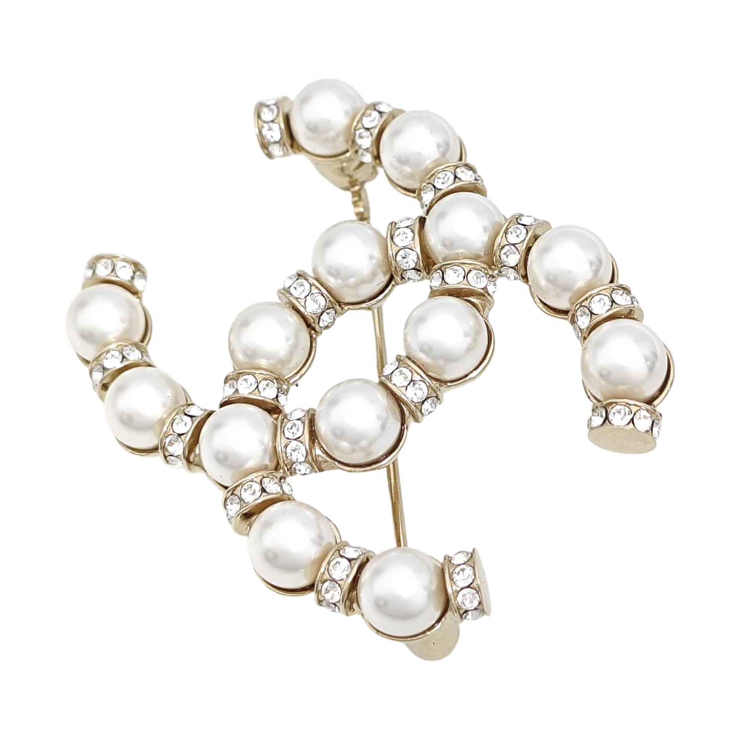 CC Logo Metal Gold Brooch