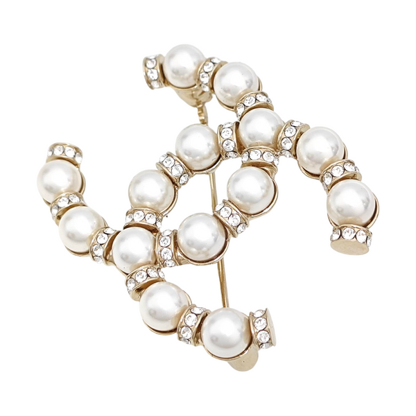 CC Logo Metal Gold Brooch