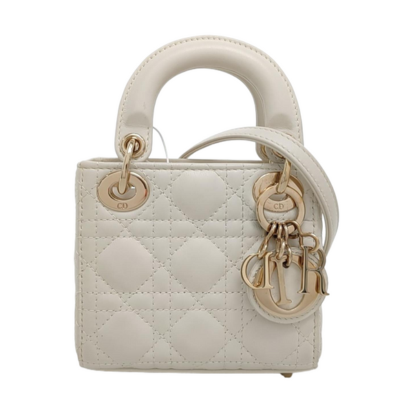 Lady Dior Super Mini Piel de cordero Blanca