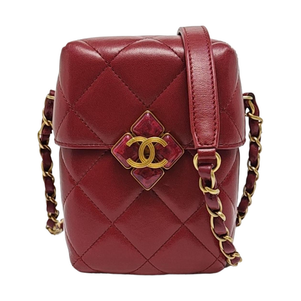 Quilted Lambskin Shoulder Bag Red