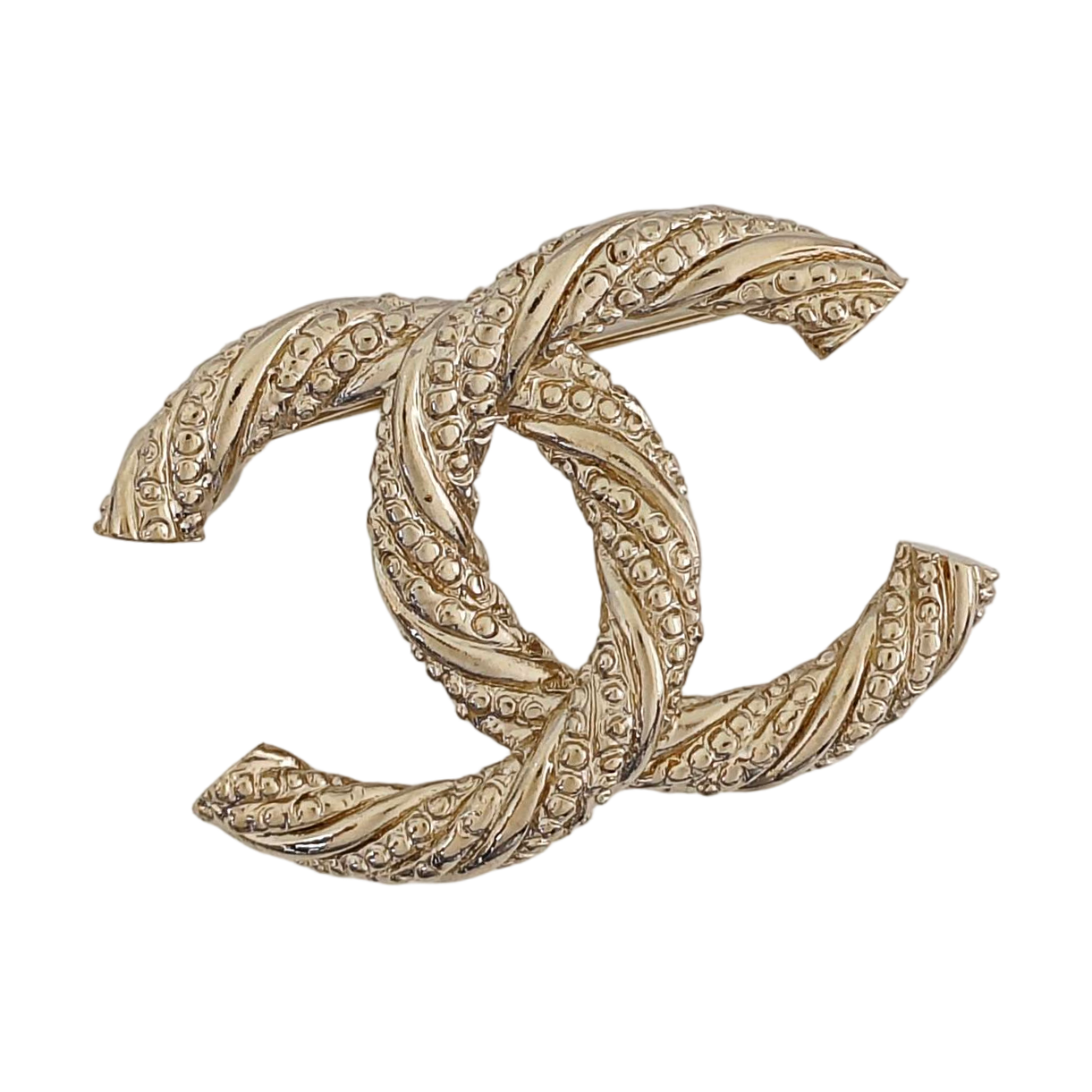 CC Logo Metal Gold Brooch