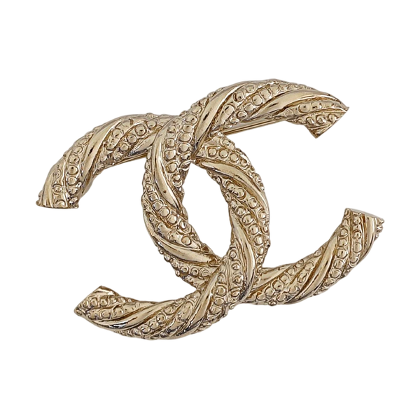 CC Logo Metal Gold Brooch