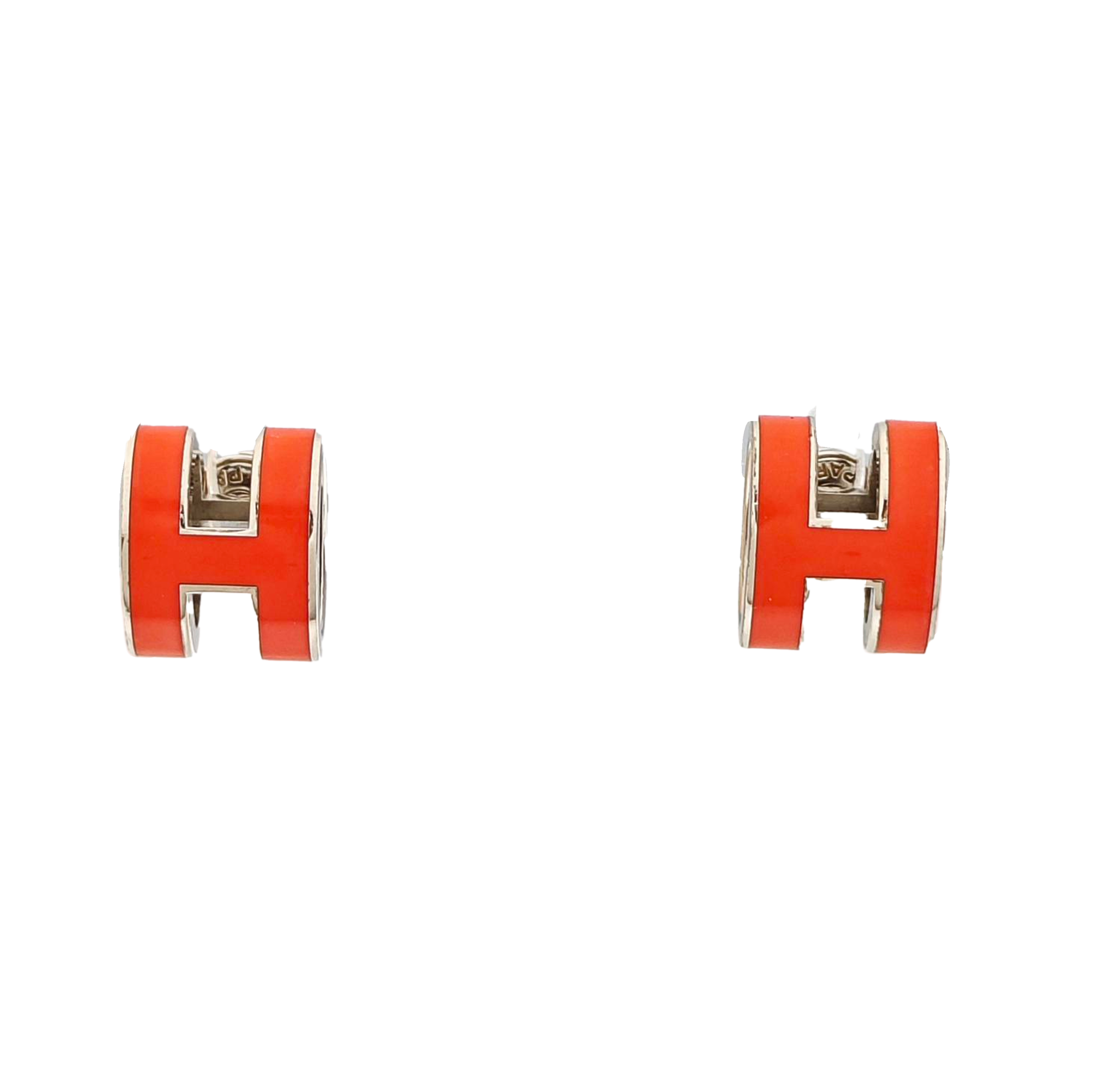 Pop H Metal Silver Stud Earrings