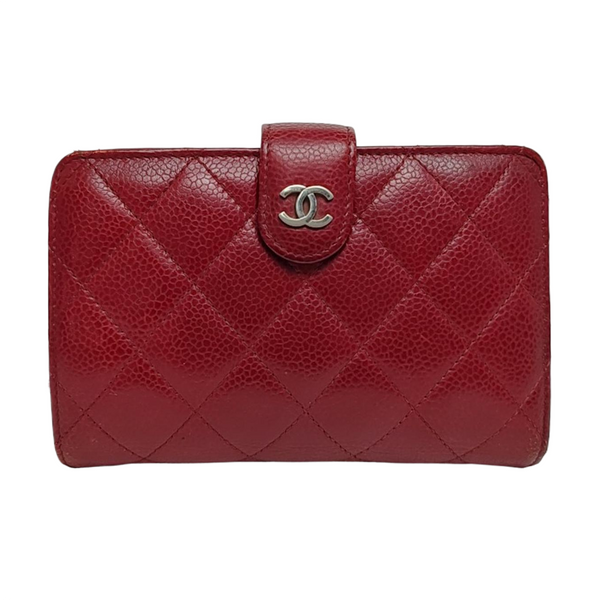 Quilted Grained Calfskin Wallet Red