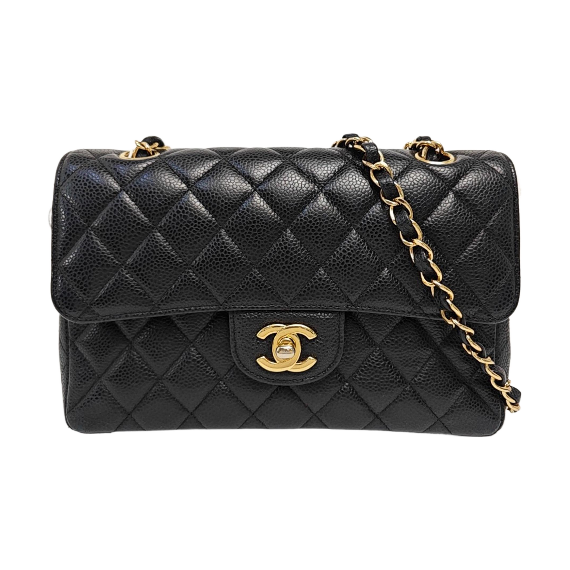 CLASSIC FLAP Small Quilted Grained Calfskin Black