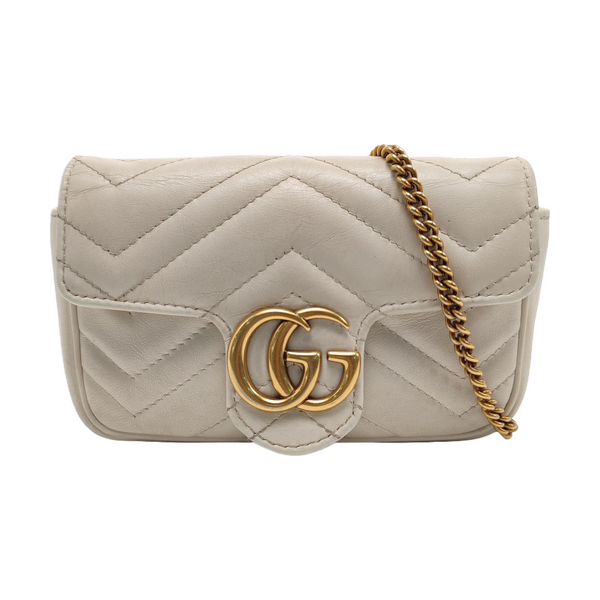 GG Marmont Mini Piel de Becerro Acolchada Blanca