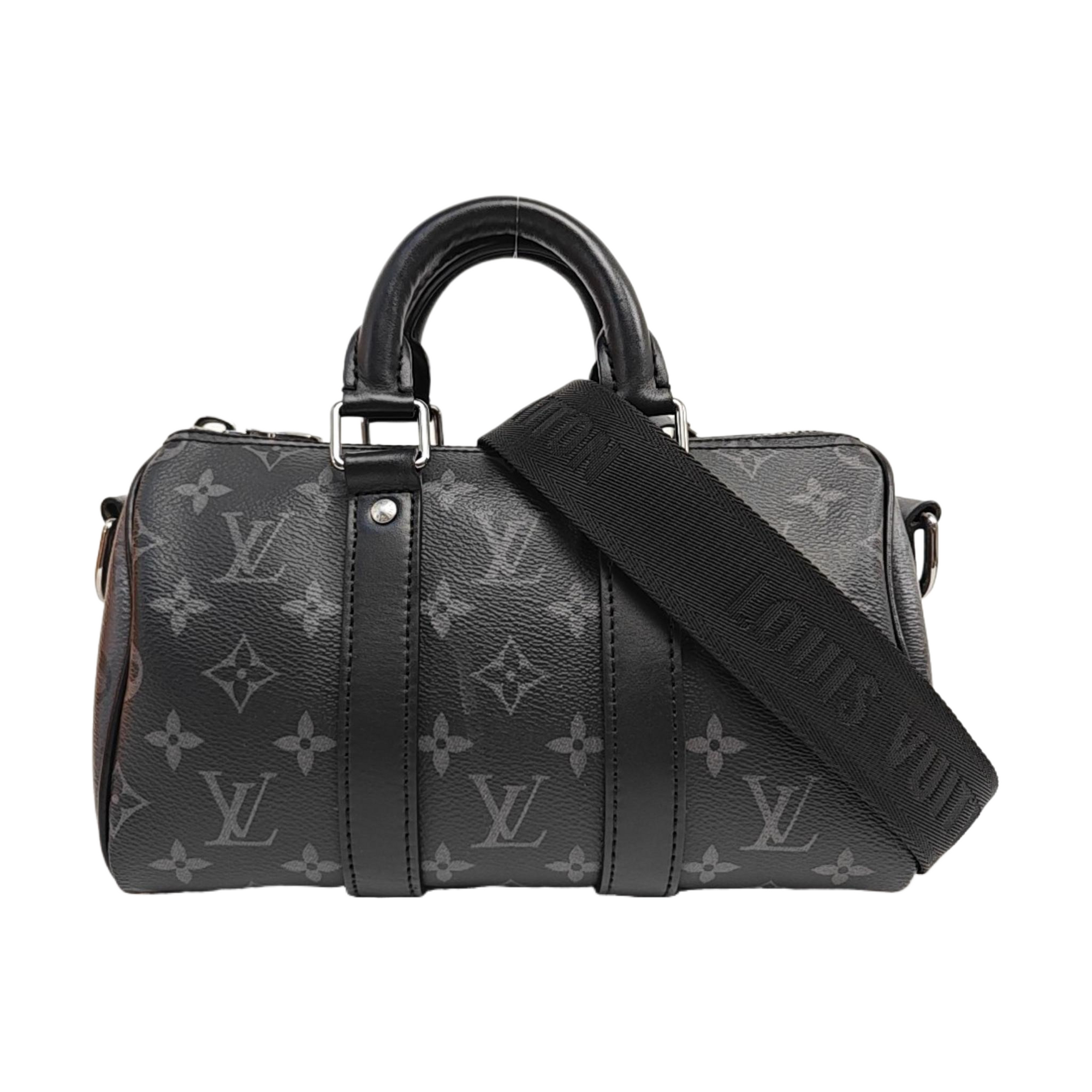KEEPALL 25 Monogram Coated Canvas Black