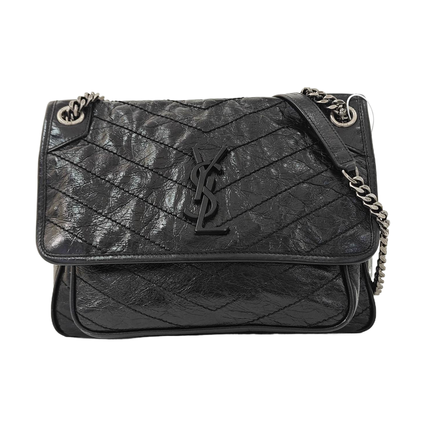 NIKI Medium Chevron Calfskin Black