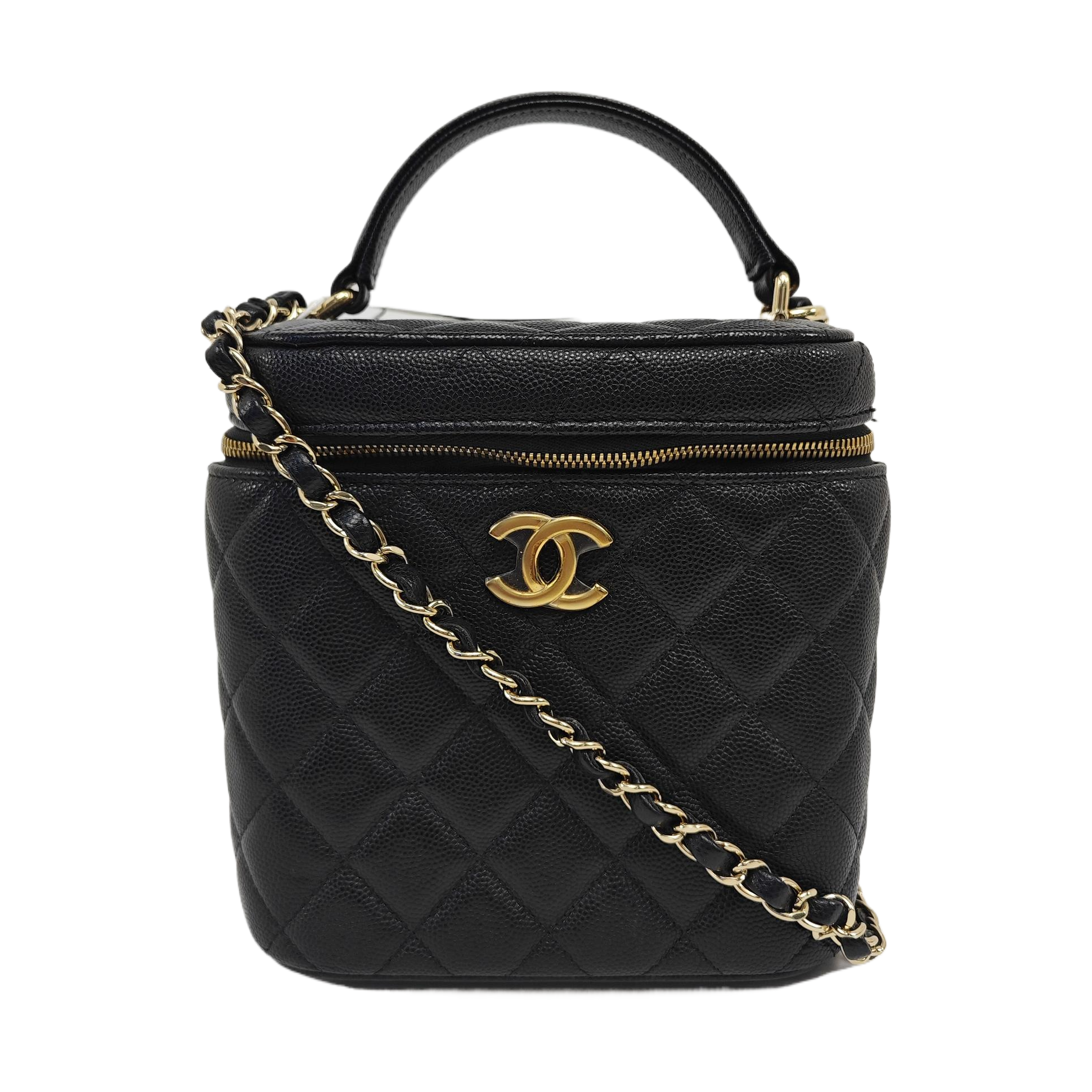 TRENDY CC Quilted Grained Calfskin Black