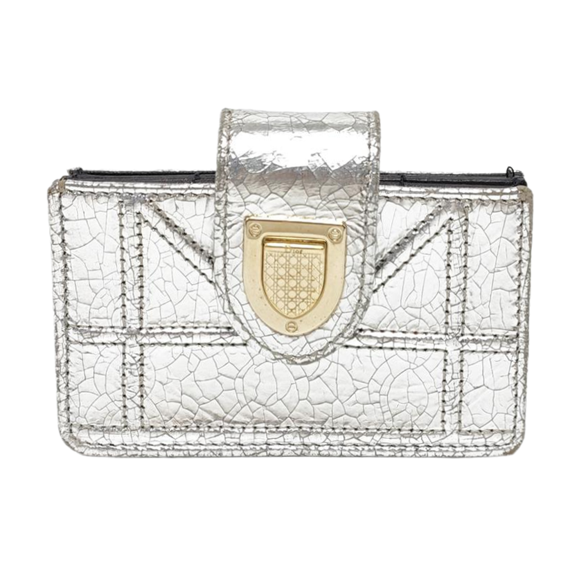 Diorama Cannage Calfskin Silver Wallet