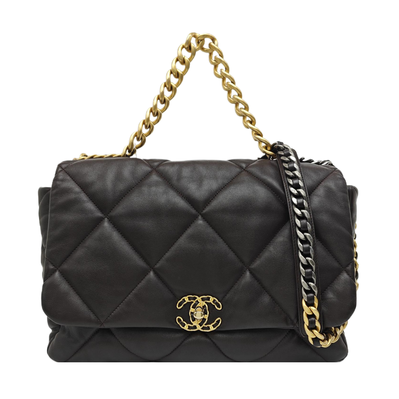 CHANEL 19 Maxi Quilted Calfskin Brown