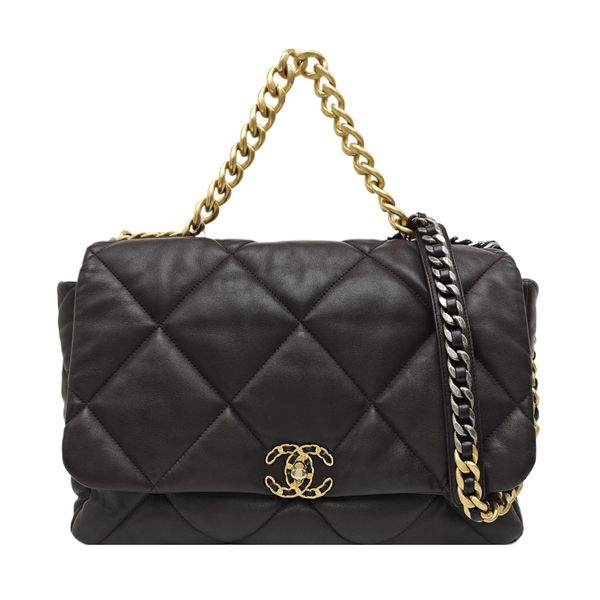 CHANEL 19 Maxi Quilted Calfskin Brown