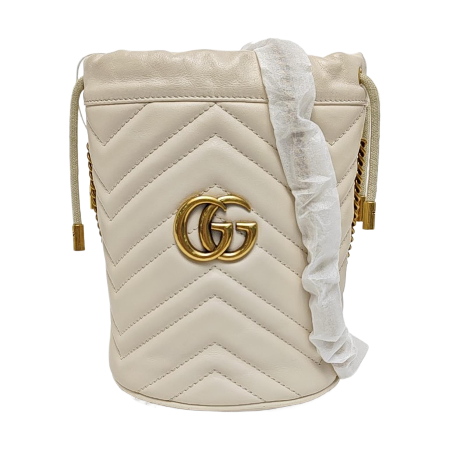 GG Marmont Mini Quilted Calfskin White