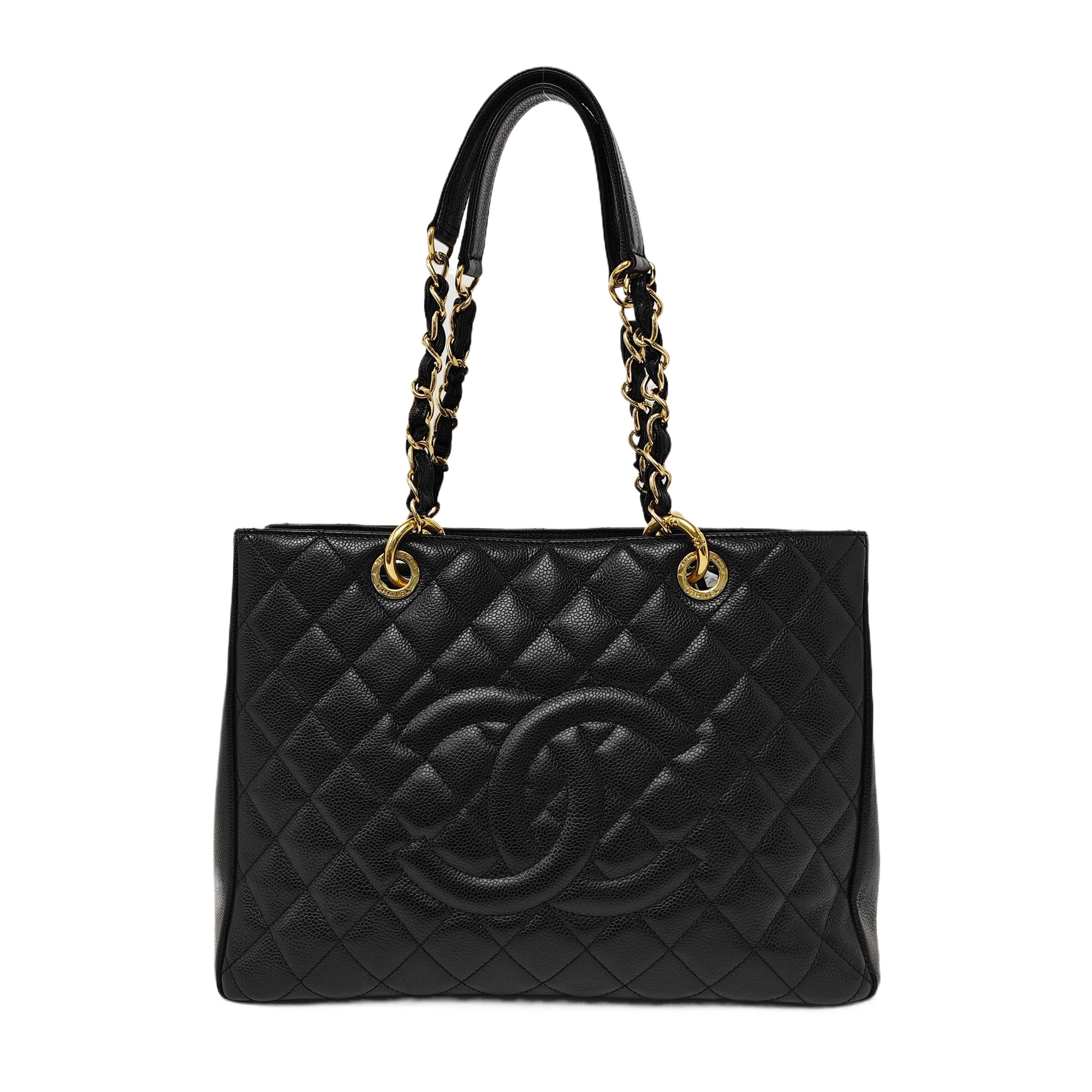 CHANEL GST Large Quilted Grained Calfskin Black