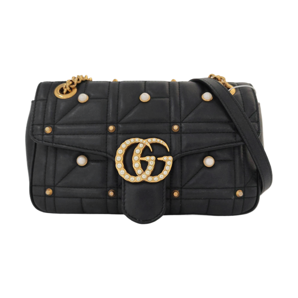 GG Marmont Medium Quilted Calfskin Black