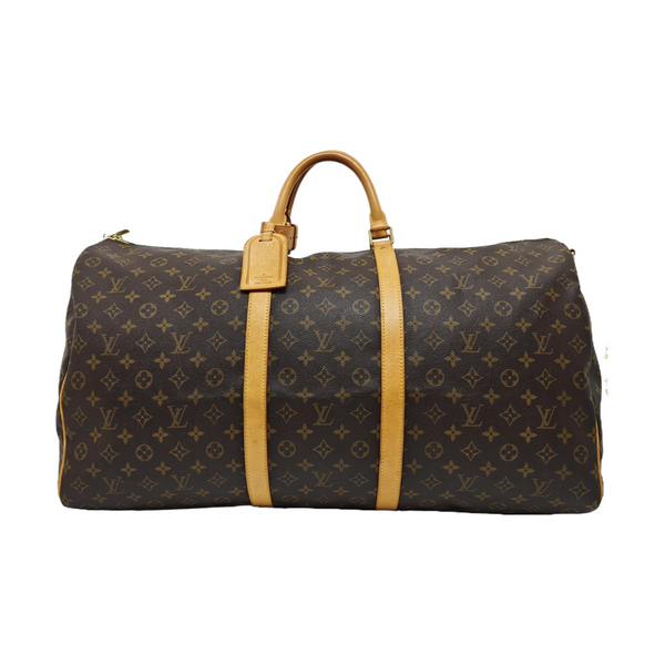 KEEPALL 60 Monogram Coated Canvas Brown