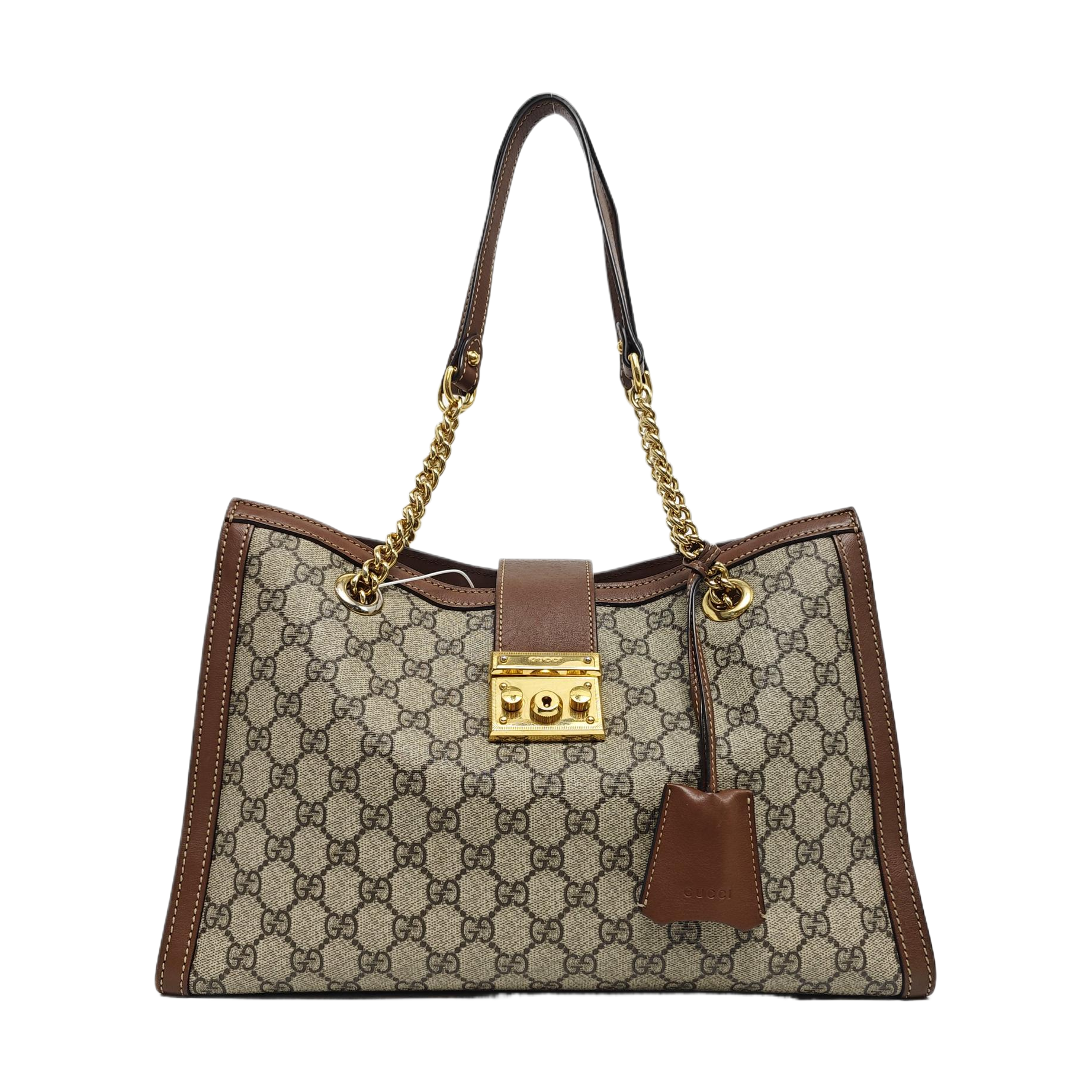 Padlock Medium Monogram Coated Canvas Beige