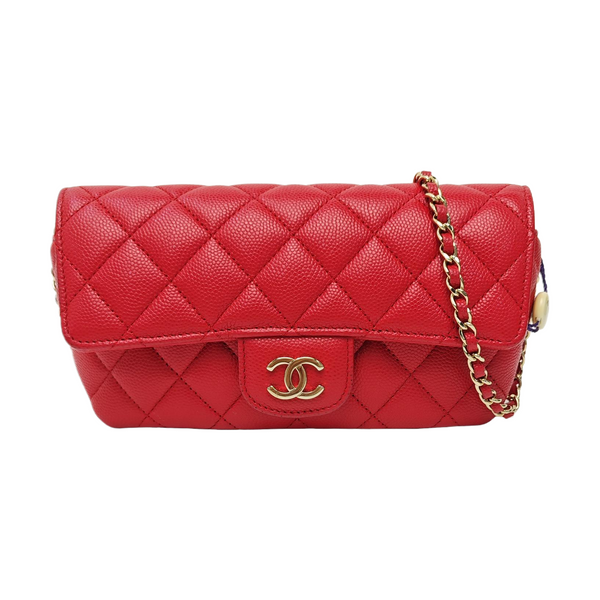 CLASSIC FLAP Mini Quilted Grained Calfskin Red