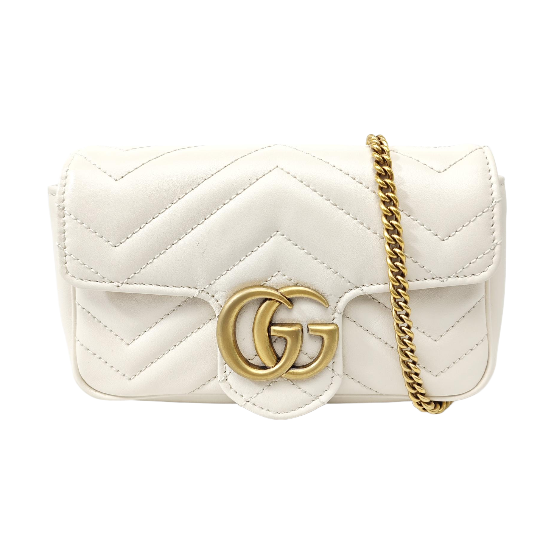 GG Marmont Mini Quilted Calfskin White