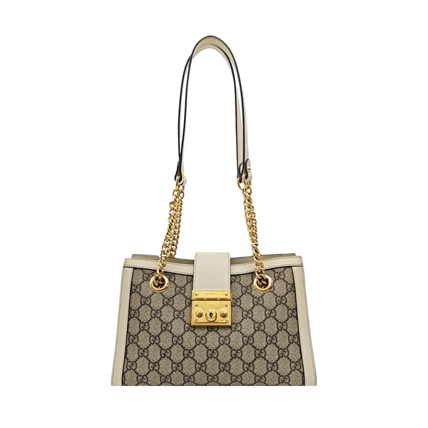 Padlock Small Monogram Coated Canvas Beige