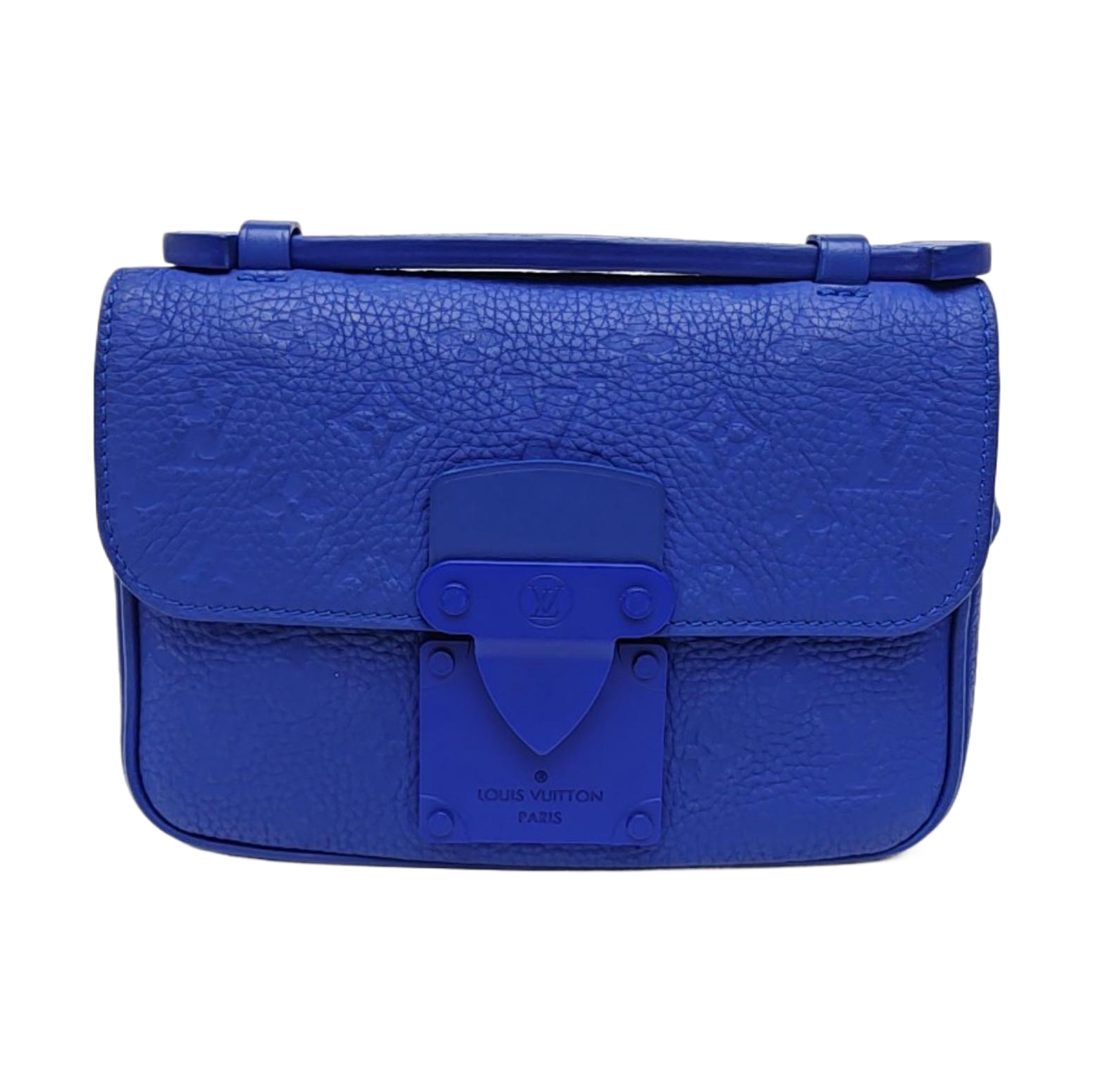 S LOCK Monogram Calfskin Blue