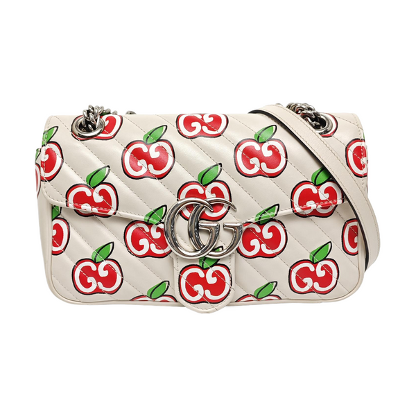 GG Marmont Medium Quilted Calfskin White