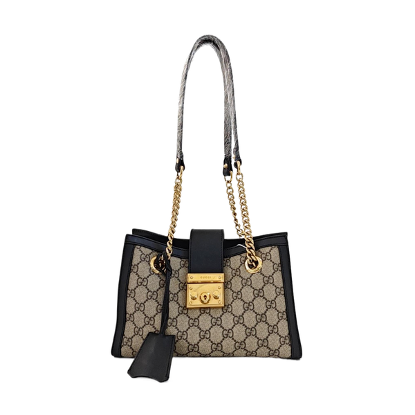 Padlock Small Monogram Coated Canvas Beige