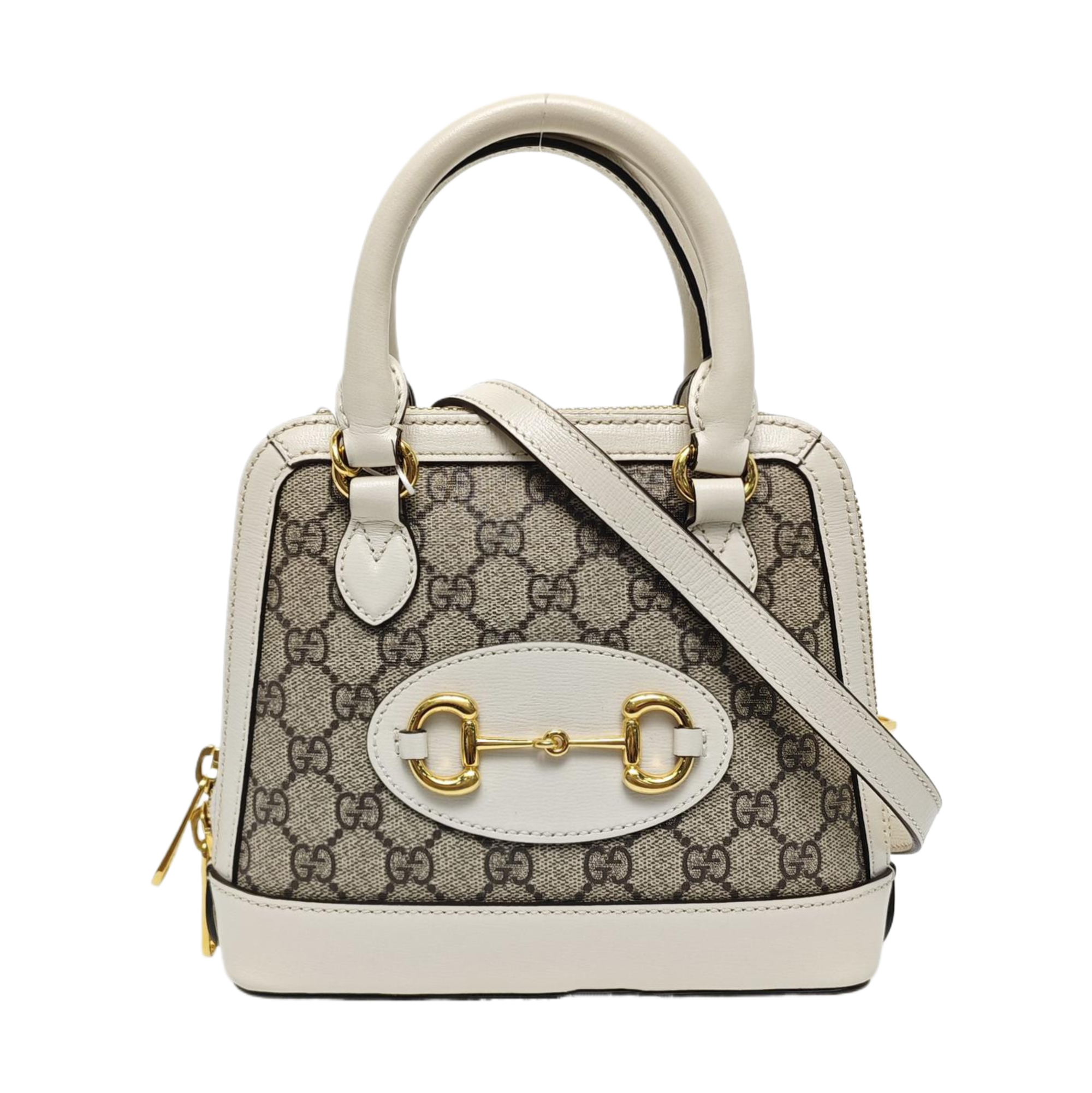 Authenticated pre-owned  Horsebit 1955 Mini Coated Canvas Beige - Shoulder Bag at Looply
