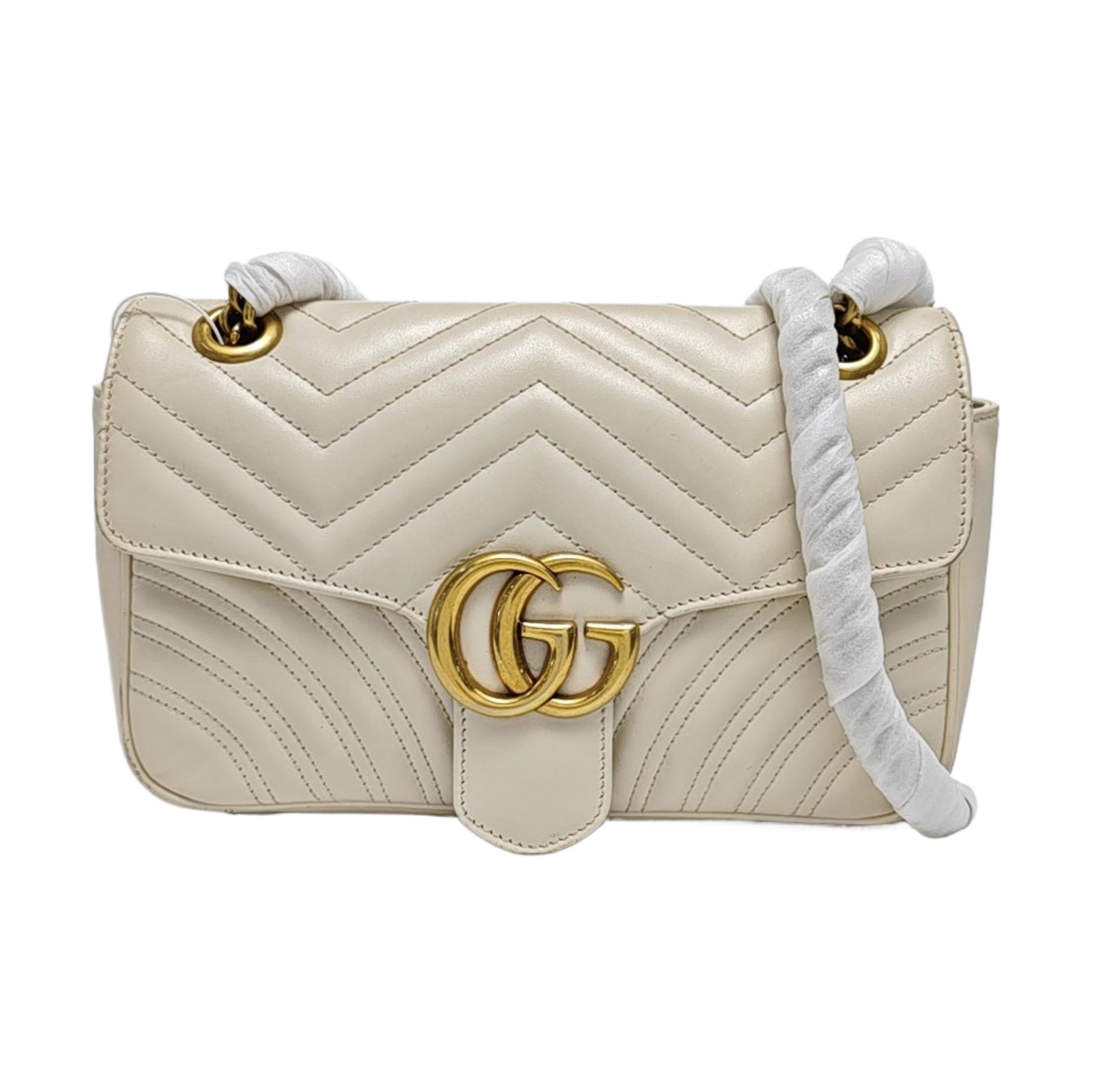 GG Marmont Medium Quilted Calfskin White