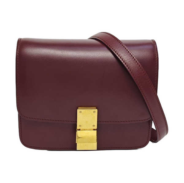 Authenticated pre-owned  CLASSIC BOX Mini Calfskin Burgundy - Shoulder Bag at Looply